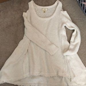 Cold shoulder oversized white sweater